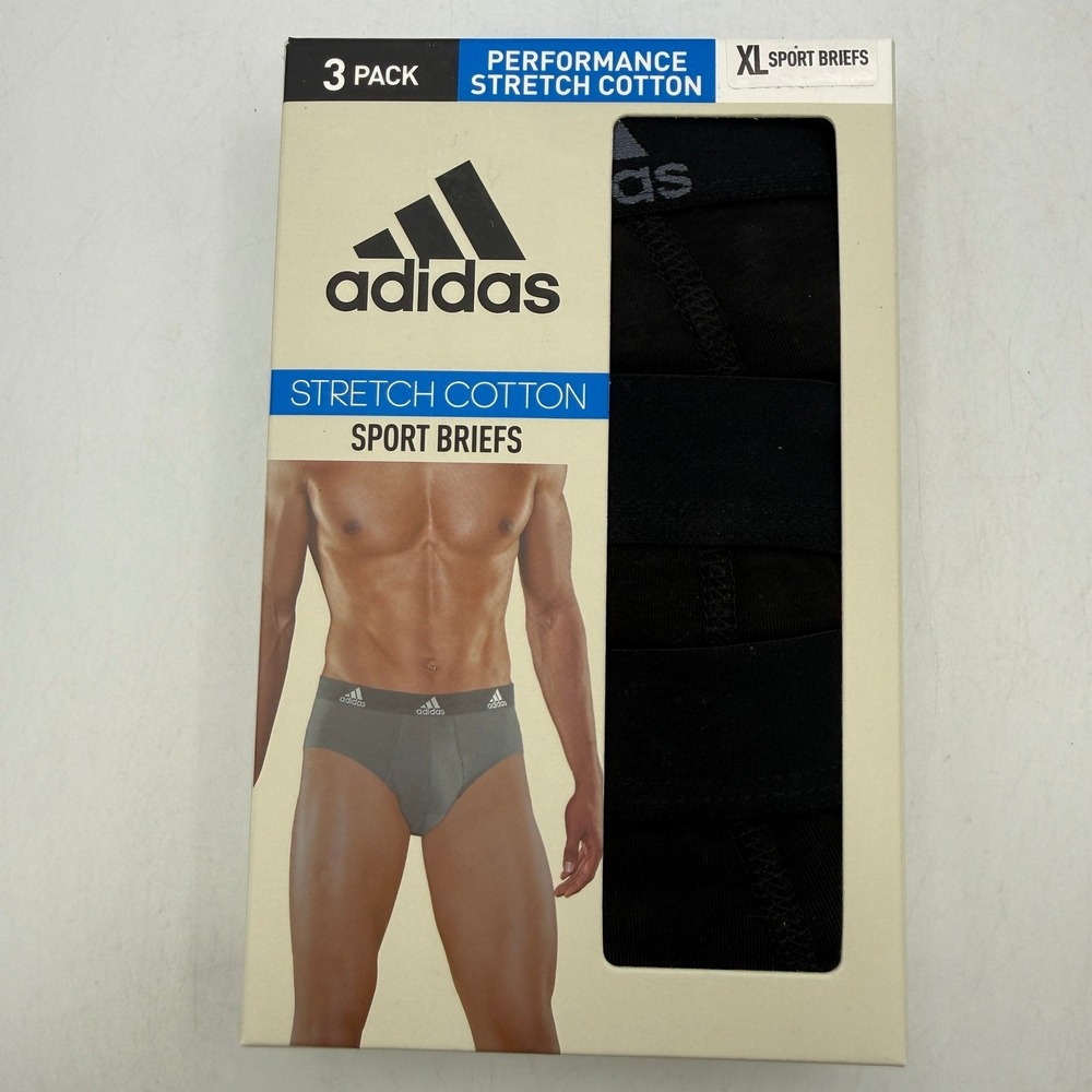 Adidas Performance Stretch Cotton Sport Briefs Mens XL Black Grey IR0837